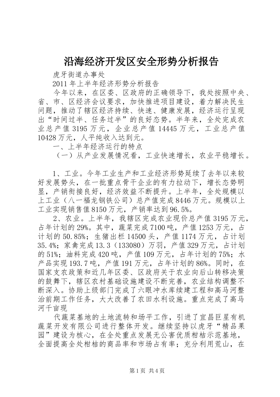 沿海经济开发区安全形势分析报告 _第1页
