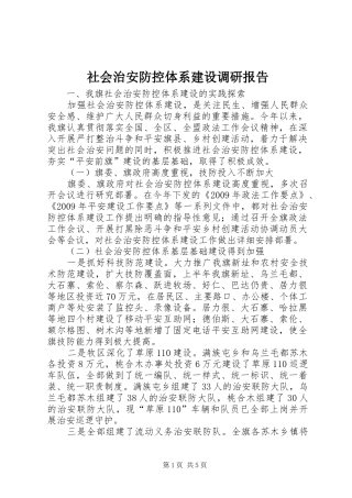 社会治安防控体系建设调研报告 