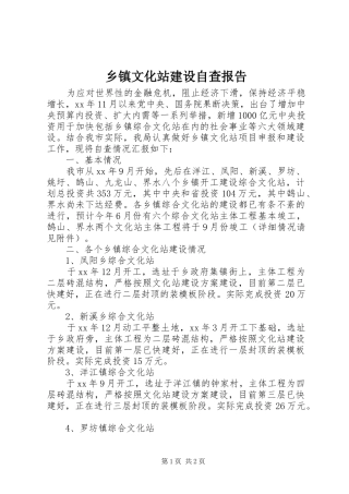 乡镇文化站建设自查报告 