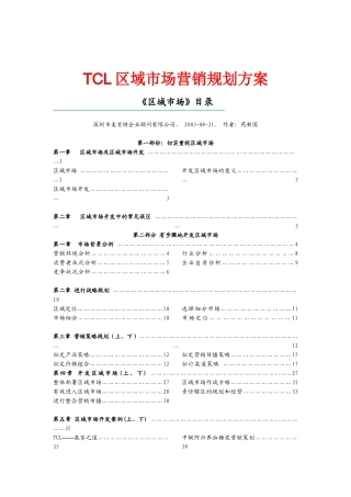 TCL区域市场营销规划方案