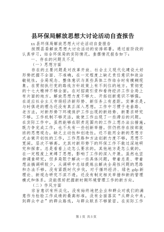 县环保局解放思想大讨论活动自查报告 
