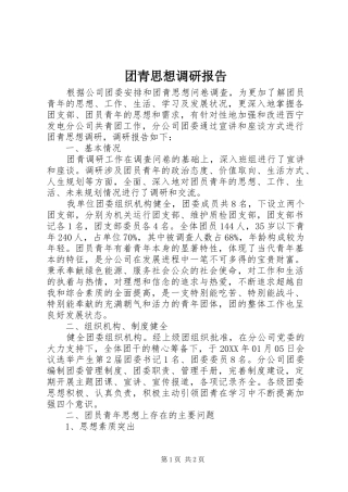 团青思想调研报告 