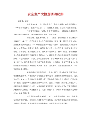 《安全管理文档》之安全生产大检查活动纪实 