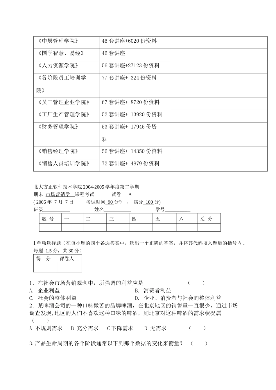 市场营销学精选试卷_第3页