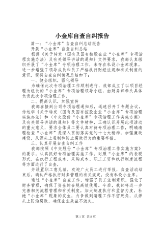 小金库自查自纠报告 