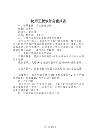 使用正版软件自查报告1 