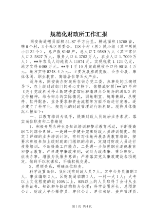 规范化财政所工作汇报 