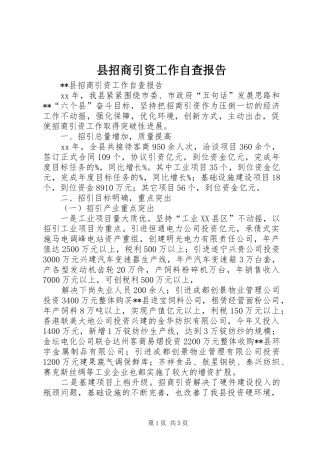 县招商引资工作自查报告 