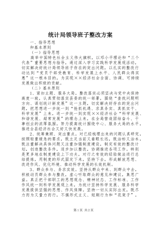 统计局领导班子整改方案