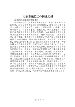 市容市貌组工作情况汇报 
