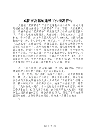 宾阳双高基地建设工作情况报告 