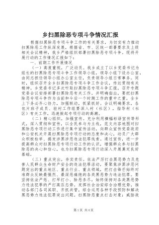 乡扫黑除恶专项斗争情况汇报 