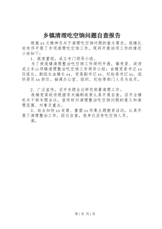 乡镇清理吃空饷问题自查报告1 