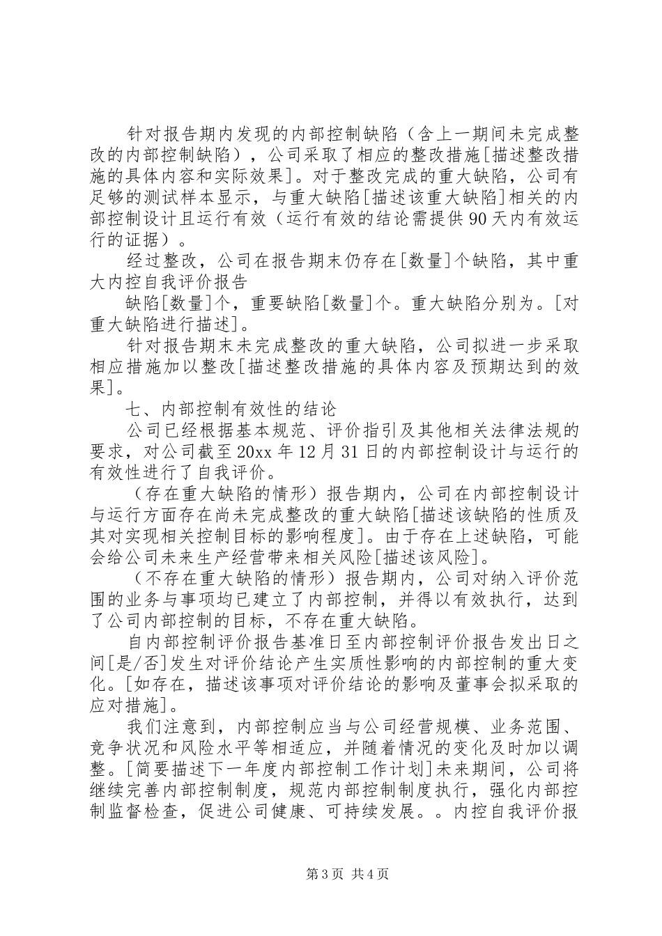 内部控制评价报告、工作底稿 _第3页