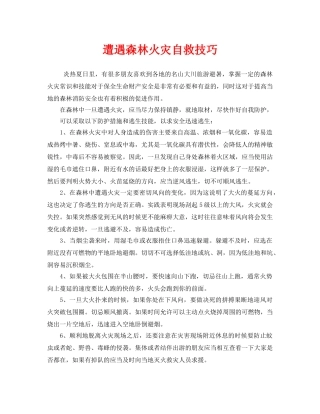 《安全常识-灾害防范》之遭遇森林火灾自救技巧 