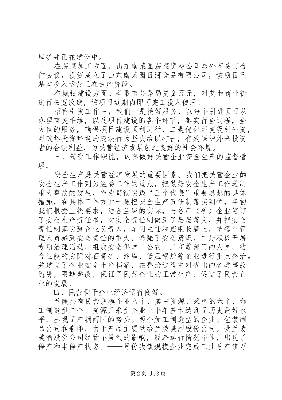 某镇二○○四年民营经济基本情况汇报材料 _第2页