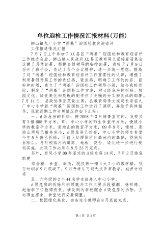 单位迎检工作情况汇报材料(万能) 