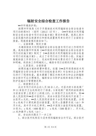 辐射安全综合检查工作报告 