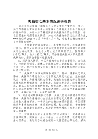 失独妇女基本情况调研报告 