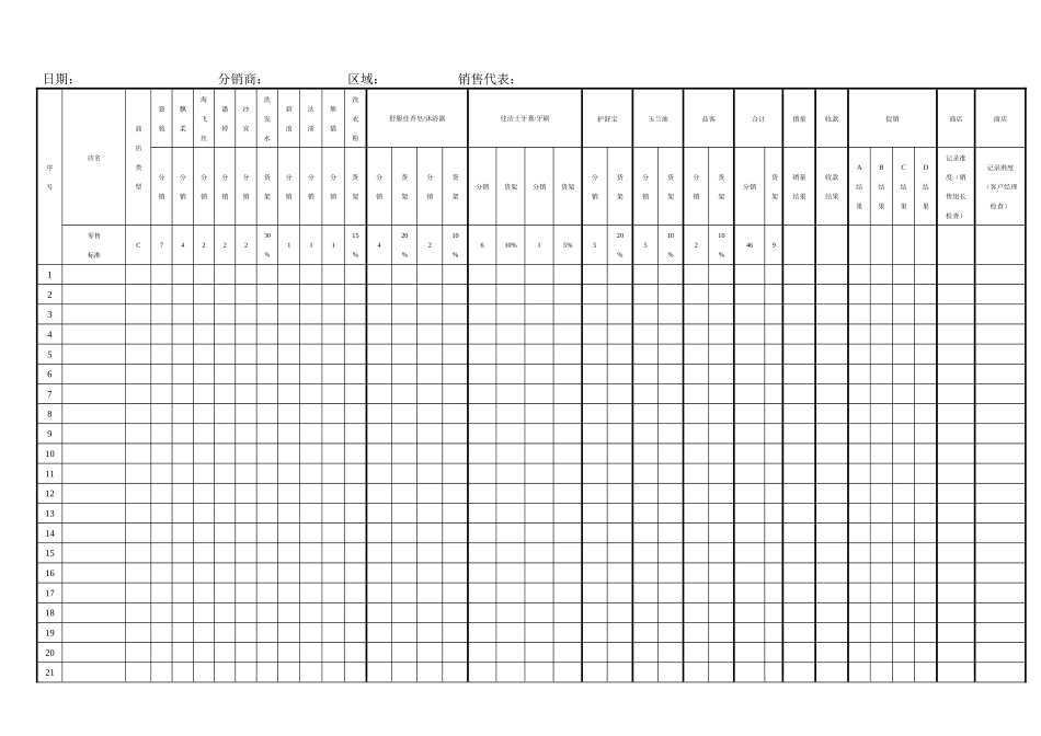 宝洁公司C店销售代表每日访问报告_第1页