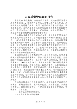 宏观质量管理调研报告 