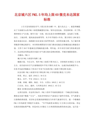 《安全管理环保》之北京城六区PM25年均上限60微克未达国家标准 