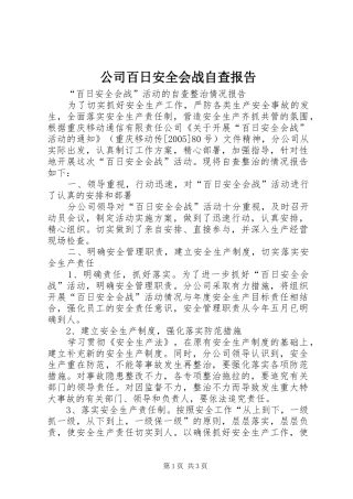 公司百日安全会战自查报告 