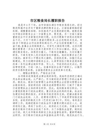 市区粮食局长履职报告 
