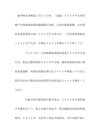 天津房地产市场调研报告与未来预测