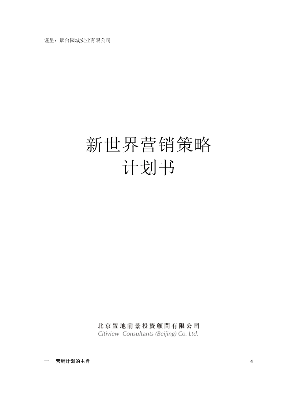 烟台某实业有限公司营销策略计划书_第1页