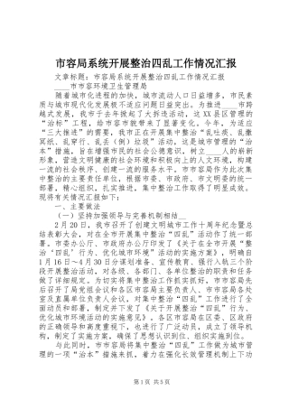 市容局系统开展整治四乱工作情况汇报 