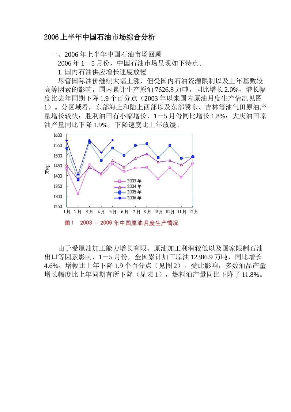 上半年中国石油市场综合分析_第1页