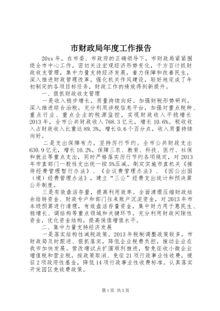 市财政局年度工作报告 
