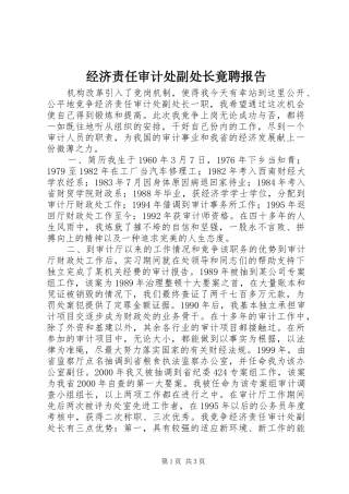 经济责任审计处副处长竟聘报告 