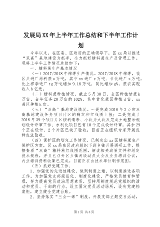 发展局XX年上半年工作总结和下半年工作计划