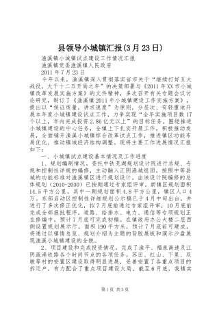 县领导小城镇汇报(3月23日) 