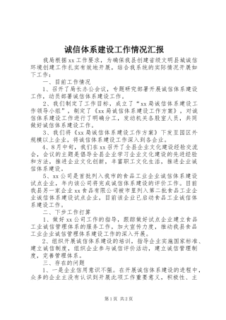 诚信体系建设工作情况汇报 