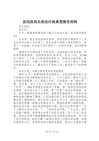 县民政局长依法行政典型报告材料 