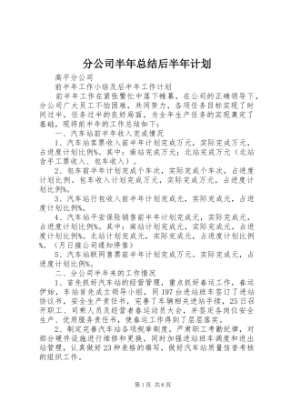 分公司半年总结后半年计划