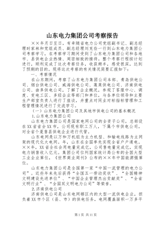 山东电力集团公司考察报告 