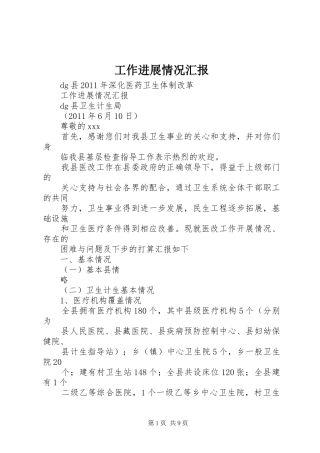 工作进展情况汇报 