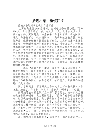 后进村集中整顿汇报 