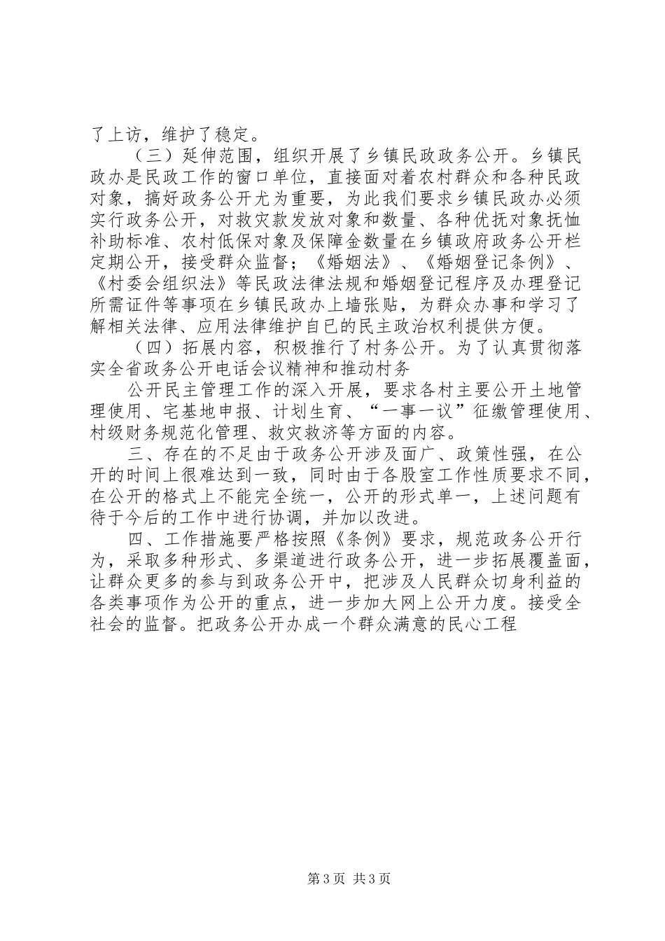 民政系统上半年政务公开情况报告 _第3页