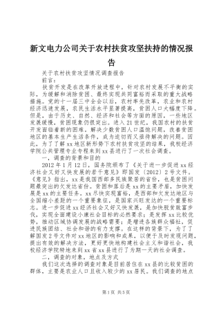 新文电力公司关于农村扶贫攻坚扶持的情况报告 