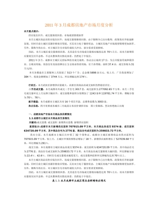 XXXX年3月成都房地产市场月度分析