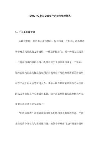 SVAPC业务某年的矩阵管理模式分析