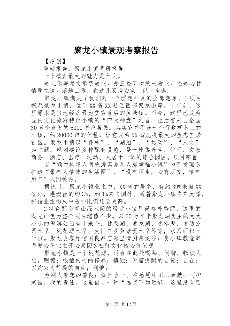 聚龙小镇景观考察报告 _第1页