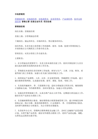 关于市场营销工作说明书