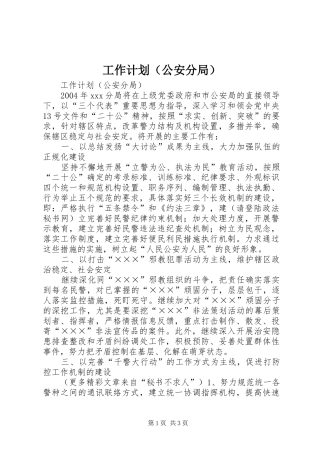 工作计划（公安分局）
