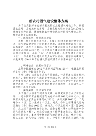 新农村沼气建设整体方案